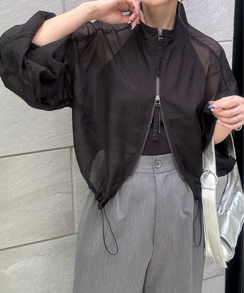 y/m by misato（イムバイミサト）の「シアーＷジップブルゾン（ブルゾン・レディース・アイボリー/ブラック/カーキ・FREE）」の17枚目の写真