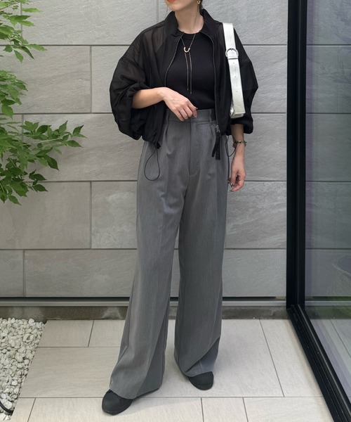 y/m by misato（イムバイミサト）の「シアーＷジップブルゾン（ブルゾン・レディース・アイボリー/ブラック/カーキ・FREE）」の20枚目の写真