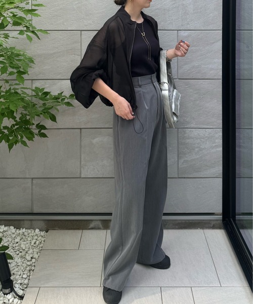 y/m by misato（イムバイミサト）の「シアーＷジップブルゾン（ブルゾン・レディース・アイボリー/ブラック/カーキ・FREE）」の21枚目の写真