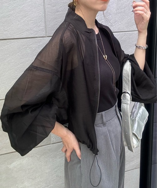 y/m by misato（イムバイミサト）の「シアーＷジップブルゾン（ブルゾン・レディース・アイボリー/ブラック/カーキ・FREE）」の13枚目の写真