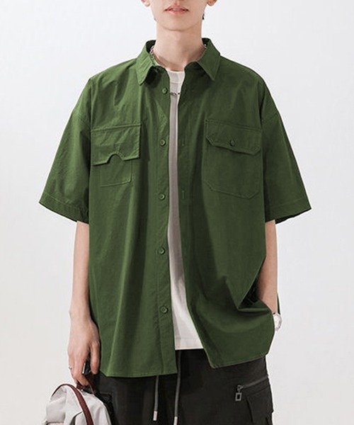 TOBEE(トゥビー)の「【TOBEE】オーバーサイズ ミリタリーシャツ(シャツ/ブラウス・メンズ・カーキ/ネイビー・LARGE/MEDIUM)」の1枚目の写真
