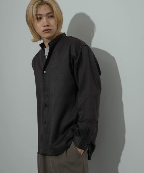 SENSE OF PLACE by URBAN RESEARCH（センスオブプレイスバイアーバンリサーチ）の「ウールライクバンドカラールーズシャツ（シャツ/ブラウス・メンズ・チャコールグレー/ブラック/ネイビー/ライトベージュ/ベージュ系その他・MEDIUM/LARGE）」の9枚目の写真
