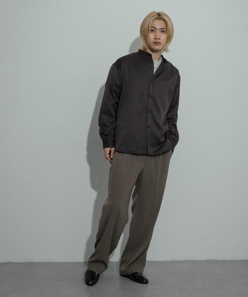 SENSE OF PLACE by URBAN RESEARCH（センスオブプレイスバイアーバンリサーチ）の「ウールライクバンドカラールーズシャツ（シャツ/ブラウス・メンズ・チャコールグレー/ブラック/ネイビー/ライトベージュ/ベージュ系その他・MEDIUM/LARGE）」の12枚目の写真