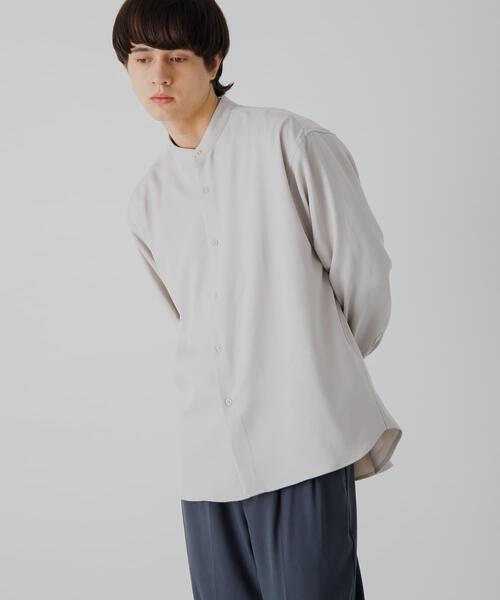 SENSE OF PLACE by URBAN RESEARCH（センスオブプレイスバイアーバンリサーチ）の「ウールライクバンドカラールーズシャツ（シャツ/ブラウス・メンズ・チャコールグレー/ブラック/ネイビー/ライトベージュ/ベージュ系その他・MEDIUM/LARGE）」の17枚目の写真