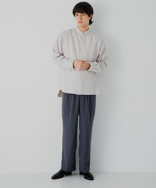 SENSE OF PLACE by URBAN RESEARCH（センスオブプレイスバイアーバンリサーチ）の「ウールライクバンドカラールーズシャツ（シャツ/ブラウス・メンズ・チャコールグレー/ブラック/ネイビー/ライトベージュ/ベージュ系その他・MEDIUM/LARGE）」の18枚目の写真