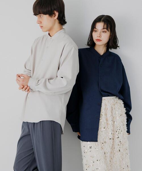 SENSE OF PLACE by URBAN RESEARCH（センスオブプレイスバイアーバンリサーチ）の「ウールライクバンドカラールーズシャツ（シャツ/ブラウス・メンズ・チャコールグレー/ブラック/ネイビー/ライトベージュ/ベージュ系その他・MEDIUM/LARGE）」の21枚目の写真