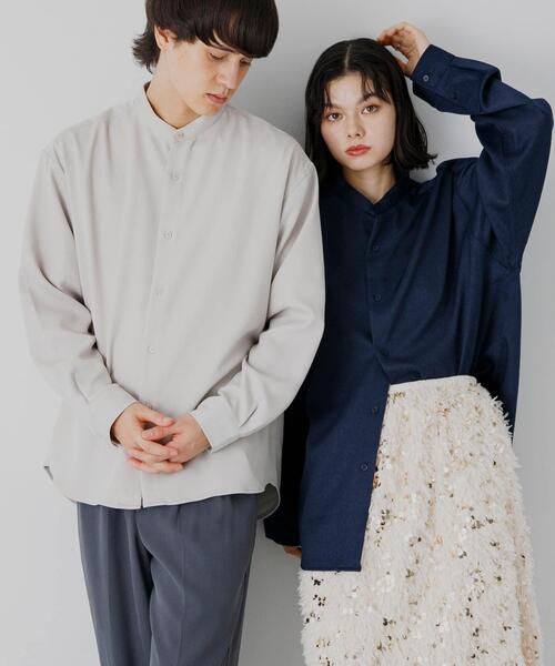 SENSE OF PLACE by URBAN RESEARCH（センスオブプレイスバイアーバンリサーチ）の「ウールライクバンドカラールーズシャツ（シャツ/ブラウス・メンズ・チャコールグレー/ブラック/ネイビー/ライトベージュ/ベージュ系その他・MEDIUM/LARGE）」の22枚目の写真