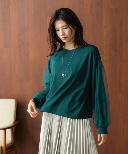 セール】チュールコンビポンチプルオーバー/133652（Tシャツ  
