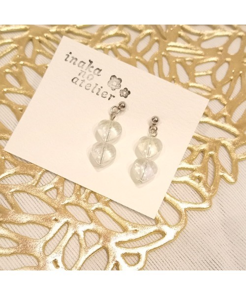 tone（トーン）の「【イナカノアトリエ】オーロラハートモノトーンピアス(GS)（ピアス（両耳用）・レディース・ブラック/クリア・FREE）」の2枚目の写真