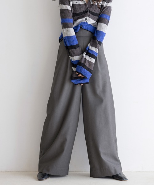 RAGEBLUE(レイジブルー)の「選べる着丈!太ベルトハイウエスト/タックワイドスラックス(スラックス・レディース・ブラック/グレー/ネイビー/ベージュ・FREE/TALL)」の15枚目の写真