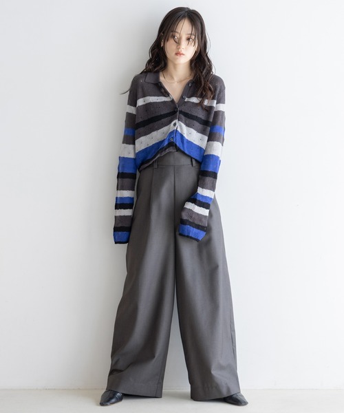 RAGEBLUE(レイジブルー)の「選べる着丈!太ベルトハイウエスト/タックワイドスラックス(スラックス・レディース・ブラック/グレー/ネイビー/ベージュ・FREE/TALL)」の10枚目の写真