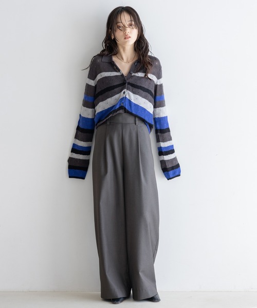 RAGEBLUE(レイジブルー)の「選べる着丈!太ベルトハイウエスト/タックワイドスラックス(スラックス・レディース・ブラック/グレー/ネイビー/ベージュ・FREE/TALL)」の11枚目の写真