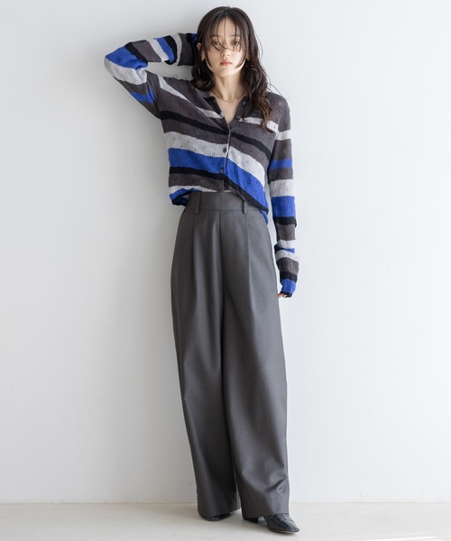 RAGEBLUE(レイジブルー)の「選べる着丈!太ベルトハイウエスト/タックワイドスラックス(スラックス・レディース・ブラック/グレー/ネイビー/ベージュ・FREE/TALL)」の12枚目の写真