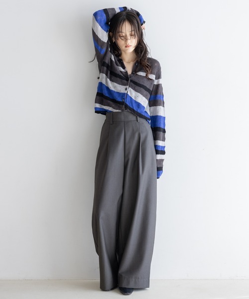 RAGEBLUE(レイジブルー)の「選べる着丈!太ベルトハイウエスト/タックワイドスラックス(スラックス・レディース・ブラック/グレー/ネイビー/ベージュ・FREE/TALL)」の13枚目の写真