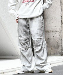 Starting Over | vintage like spray Discharge printing loose fit denim pants/ヴィンテージ ライク スプレー 抜染加工 ルーズフィット デニムパンツ(デニムパンツ)