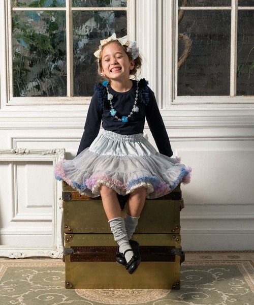 panpantutu(パンパンチュチュ)の「フリルショルダートップス(長袖)(140・150cm)(Tシャツ/カットソー・キッズ・ピンク/ラベンダー/ネイビー/ライトベージュ・140cm/150cm)」の10枚目の写真