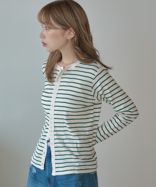 AO2（アオズ）の「R.P.miller/ミラー Panel ribbed cardigan カーディガン（カーディガン/ボレロ・レディース・ホワイト系/ブラック/ネイビー系・FREE）」の3枚目の写真