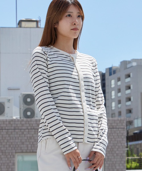 MILLER(ミラー)の「R.P.miller/ミラー Panel ribbed cardigan 2026年 夏 夏服(カーディガン/ボレロ・レディース・ホワイト系/ブラック/ネイビー系/ブラック系その他/ブルー系その他/ブラウン系その他/グリーン系/イエロー系/ホワイト系1/グレー系その他/ネイビー系1・FREE)」の2枚目の写真