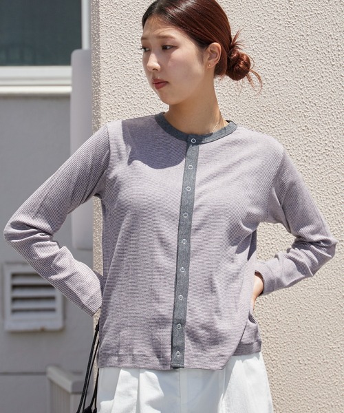 MILLER(ミラー)の「R.P.miller/ミラー Panel ribbed cardigan 2026年 夏 夏服(カーディガン/ボレロ・レディース・ホワイト系/ブラック/ネイビー系/ブラック系その他/ブルー系その他/ブラウン系その他/グリーン系/イエロー系/ホワイト系1/グレー系その他/ネイビー系1・FREE)」の5枚目の写真