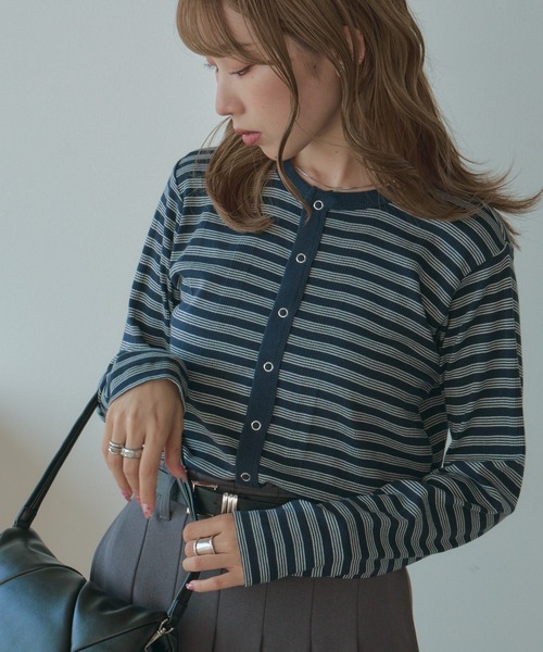 AO2（アオズ）の「R.P.miller/ミラー Panel ribbed cardigan カーディガン（カーディガン/ボレロ・レディース・ホワイト系/ブラック/ネイビー系・FREE）」の13枚目の写真