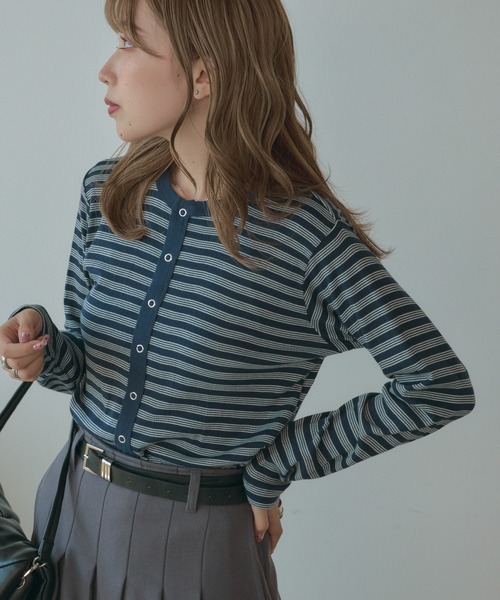 AO2（アオズ）の「R.P.miller/ミラー Panel ribbed cardigan カーディガン（カーディガン/ボレロ・レディース・ホワイト系/ブラック/ネイビー系・FREE）」の14枚目の写真