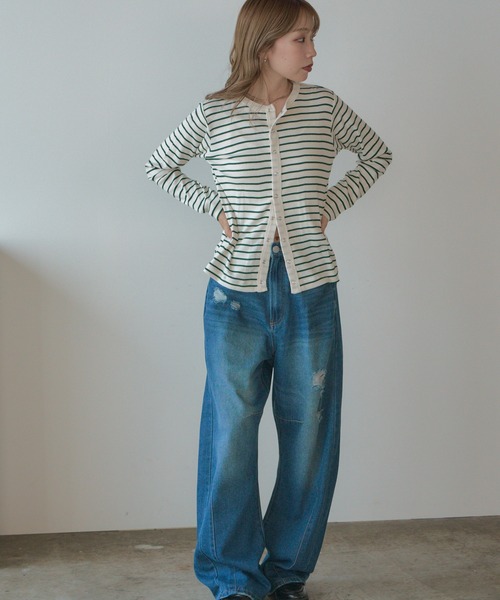 AO2（アオズ）の「R.P.miller/ミラー Panel ribbed cardigan カーディガン（カーディガン/ボレロ・レディース・ホワイト系/ブラック/ネイビー系・FREE）」の7枚目の写真