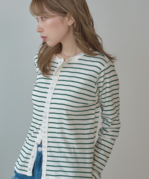 AO2（アオズ）の「R.P.miller/ミラー Panel ribbed cardigan カーディガン（カーディガン/ボレロ・レディース・ホワイト系/ブラック/ネイビー系・FREE）」の5枚目の写真