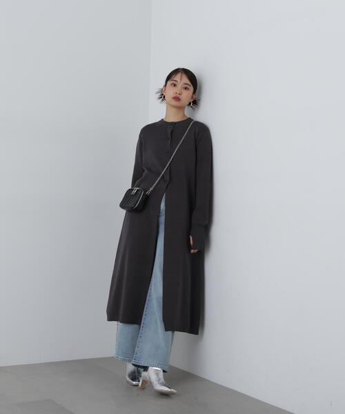 N.（N. Natural Beauty Basic）（エヌエヌナチュラルビューティーベーシック）の「フロントスリットニットワンピース（ワンピース・レディース・チャコールグレー/ナチュラル・MEDIUM）」の19枚目の写真