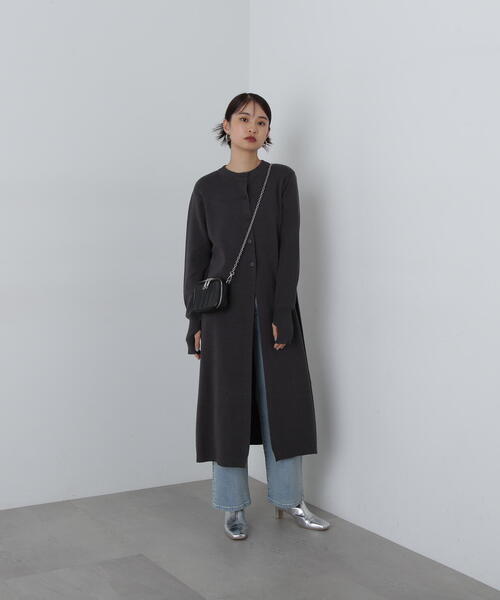N.（N. Natural Beauty Basic）（エヌエヌナチュラルビューティーベーシック）の「フロントスリットニットワンピース（ワンピース・レディース・チャコールグレー/ナチュラル・MEDIUM）」の20枚目の写真