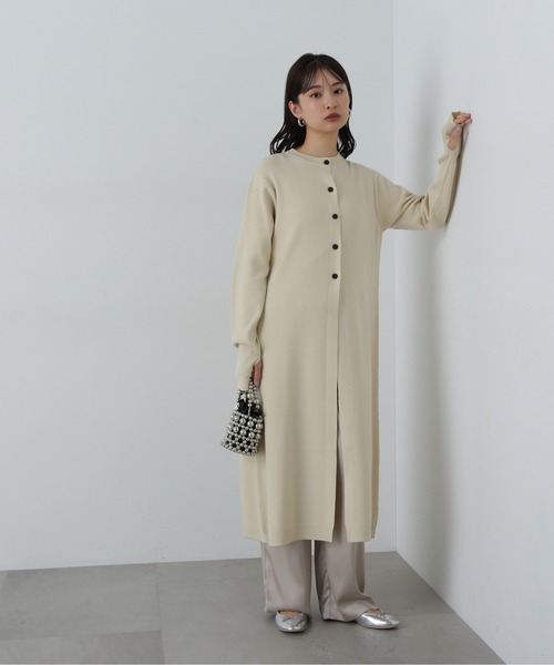 N.（N. Natural Beauty Basic）（エヌエヌナチュラルビューティーベーシック）の「フロントスリットニットワンピース（ワンピース・レディース・チャコールグレー/ナチュラル・MEDIUM）」の7枚目の写真