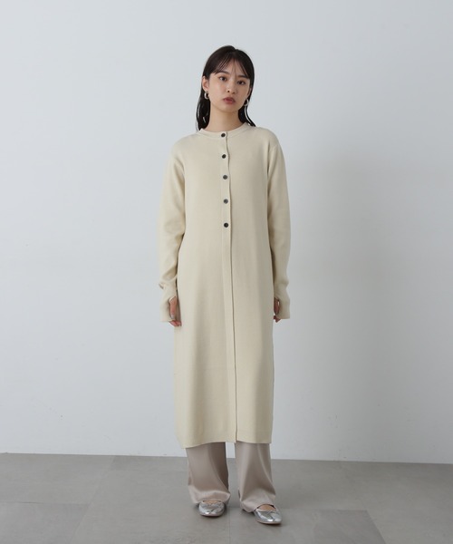 N.（N. Natural Beauty Basic）（エヌエヌナチュラルビューティーベーシック）の「フロントスリットニットワンピース（ワンピース・レディース・チャコールグレー/ナチュラル・MEDIUM）」の8枚目の写真