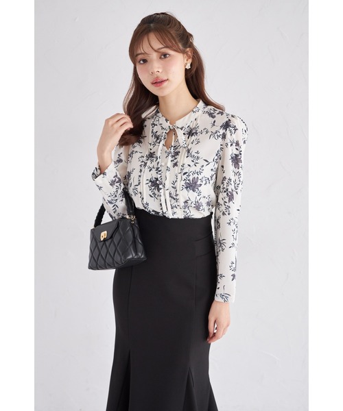 ボウタイタック入り花柄ブラウス（シャツ/ブラウス）｜tocco closet