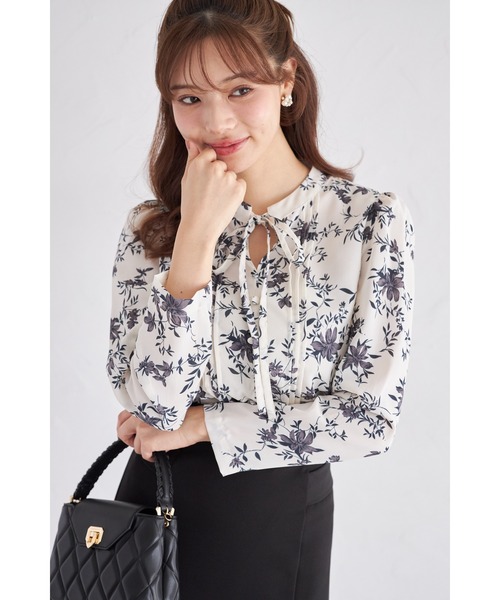 ボウタイタック入り花柄ブラウス（シャツ/ブラウス）｜tocco closet