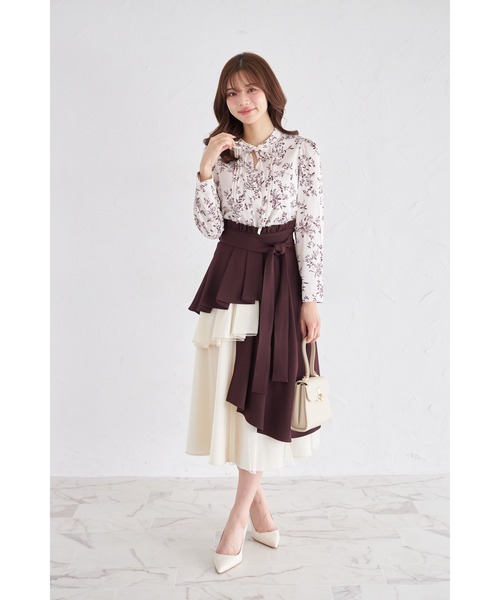 tocco closet（トッコ　クローゼット）の「ボウタイタック入り花柄ブラウス（シャツ/ブラウス・レディース・アイボリー/ピンク・M）」の21枚目の写真