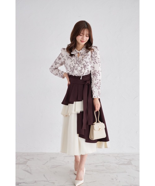 tocco closet（トッコ　クローゼット）の「ボウタイタック入り花柄ブラウス（シャツ/ブラウス・レディース・アイボリー/ピンク・M）」の20枚目の写真