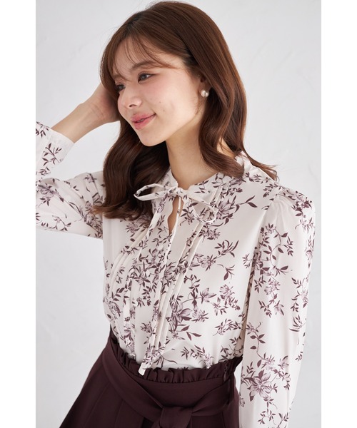 CULLNI ボウタイシャツ 花柄 アイボリー/ブラック CULLNI ボウタイシャツ 花柄 アイボリー/ブラック CULLNI ボウタイ