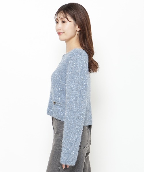 【セール】ラメフェザーニットカーディガン（カーディガン/ボレロ）｜And Couture（アンドクチュール）