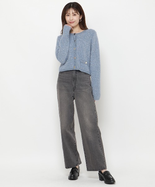 【セール】ラメフェザーニットカーディガン（カーディガン/ボレロ）｜And Couture（アンドクチュール）