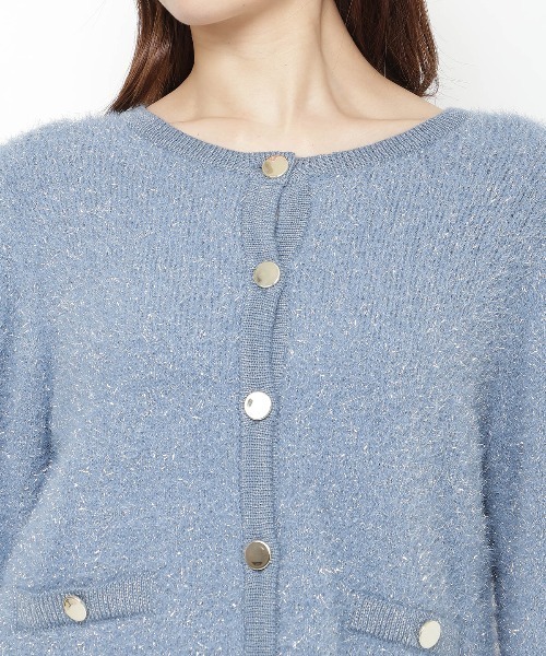 【セール】ラメフェザーニットカーディガン（カーディガン/ボレロ）｜And Couture（アンドクチュール）