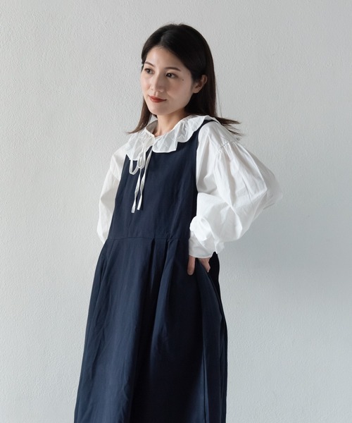 LOSUCA（ロスカ）の「カスケードカラーブラウス / セーラーカラー フリル 大人カジュアル オフィスカジュアル オケージョン ナチュラル フレンチ レトロ シティガール（シャツ/ブラウス・レディース・ブラック/ホワイト・FREE）」の15枚目の写真