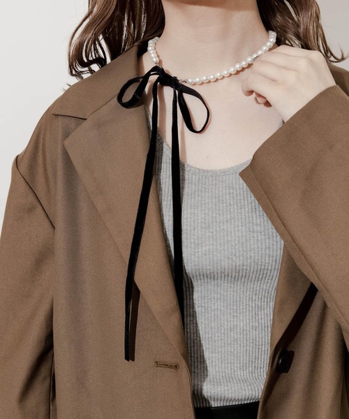 SMELLY（スメリー）の「ベロアリボンパールネックレス（ネックレス・レディース・ブラック・-）」の4枚目の写真