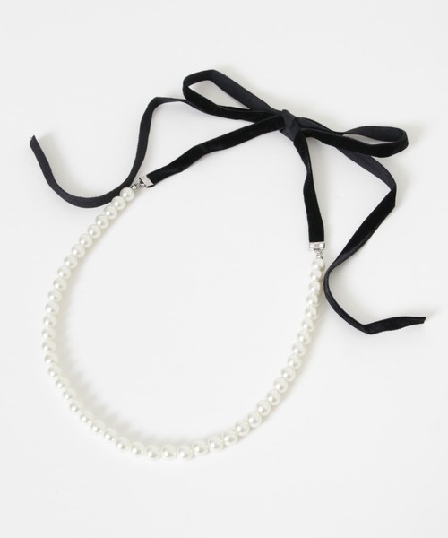 SMELLY（スメリー）の「ベロアリボンパールネックレス（ネックレス・レディース・ブラック・-）」の11枚目の写真