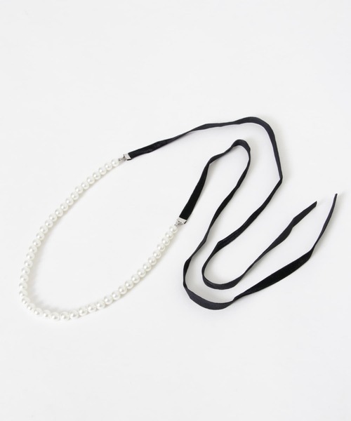SMELLY（スメリー）の「ベロアリボンパールネックレス（ネックレス・レディース・ブラック・-）」の12枚目の写真