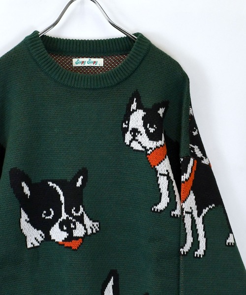 おしゃれスタ(オシャレスタ)の「【Soupy Soupy】BIG Jacquard knit オーバーサイズ メンズ レディース(ニット/セーター・メンズ・ブルー/ホワイト系その他/ホワイト系その他2/グリーン/チャコールグレー/オフホワイト/ブラック/ホワイト系その他3・M/L)」の7枚目の写真