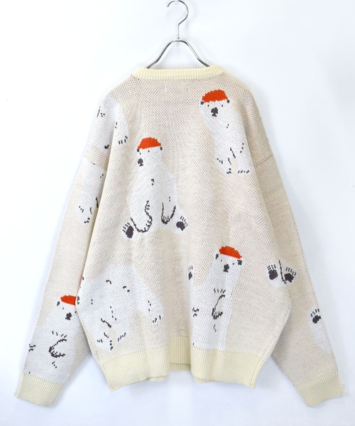 おしゃれスタ(オシャレスタ)の「【Soupy Soupy】BIG Jacquard knit オーバーサイズ メンズ レディース(ニット/セーター・メンズ・ブルー/ホワイト系その他/ホワイト系その他2/グリーン/チャコールグレー/オフホワイト/ブラック/ホワイト系その他3・M/L)」の10枚目の写真
