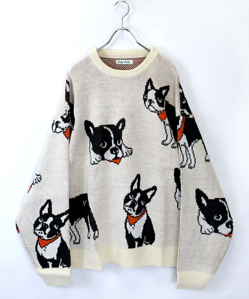 おしゃれスタ(オシャレスタ)の「【Soupy Soupy】BIG Jacquard knit オーバーサイズ メンズ レディース(ニット/セーター・メンズ・ブルー/ホワイト系その他/ホワイト系その他2/グリーン/チャコールグレー/オフホワイト/ブラック/ホワイト系その他3・M/L)」の15枚目の写真