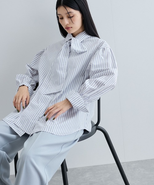 リボン付きバックシャーリングシャツ（シャツ/ブラウス）｜VIS