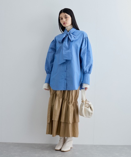 リボン付きバックシャーリングシャツ リボン付きバックシャーリングシャツ（シャツ/ブラウス）｜VIS
