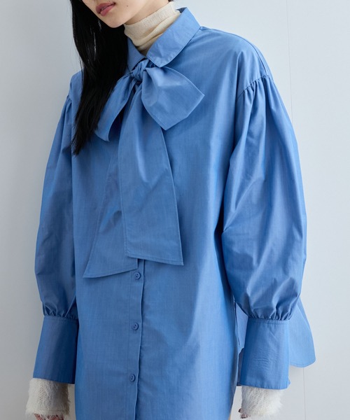 リボン付きバックシャーリングシャツ（シャツ/ブラウス）｜VIS