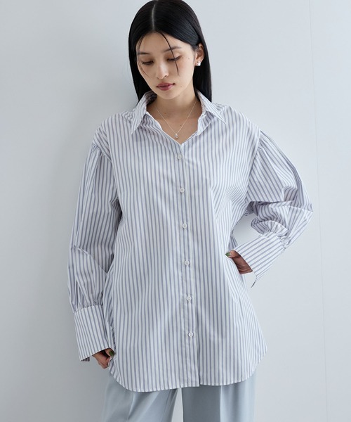 リボン付きバックシャーリングシャツ リボン付きバックシャーリングシャツ（シャツ/ブラウス）｜VIS